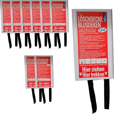 Produktbild von Feuerlöschdecke, Löschdecke, Feuerschutzdecke, Notfall-Überlebens-Sicherheitsabdeckung für Küche, Fiberglasdecke, 110 x 110 cm, Menge:9 Stück