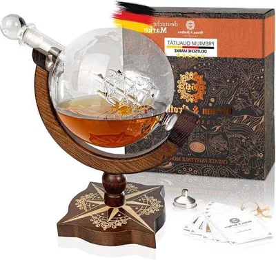 Produktbild von Holz Whisky-Karaffe mit Kompass und Wunschzettel 850ml