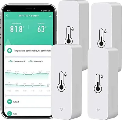 Produktbild von WiFi -Hygrometer -Thermometersensor: Smartemperaturfeuchtigkeitsmonitor, Fernüberwachung Tuya App Benachrichtigung Alarm, kein Hub erforderlich, funkt