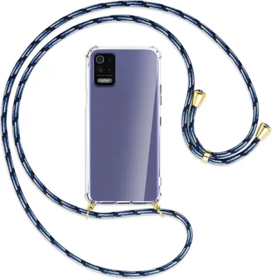 Produktbild von Handykette Backcover-Schutzhülle mit Band (Metall goldfarben) für LG K52 / K62 / Q52 - Blautöne