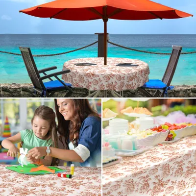 Produktbild von Tischdecke Wachstuch Blumen Beige Robust Wasserabweisend Breite 140 cm Länge 240 cm