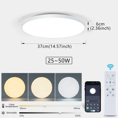 Zdjęcie produktu dla Lampa sufitowa z regulacją jasności, z pilotem, biała obudowa