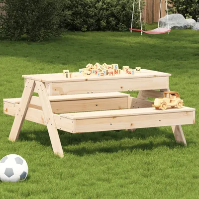 Produktbild von Picknicktisch mit Sandkasten für Kinder Massivholz Kiefer 832592