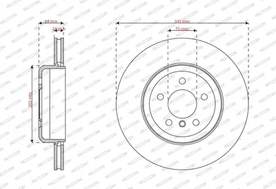 Produktbild von FERODO Bremsscheibe Hinten für BMW 5 Touring (F11) 345mm DDF2037C-1