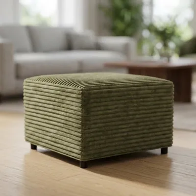 Produktbild von Pouf Sitzhocker 70x70 cm, Polsterhocker, Fußhocker Für Sessel, Sitzpouf, quadratischer Hocker für Wohnzimmer und Schlafzimmer, Cord, Hellgrün