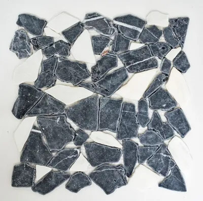 Produktbild von Mosani MOS44-0204_f, Mosaik, Marmor, Schwarz, Weiß, Indoor, Rechteck, 305 mm