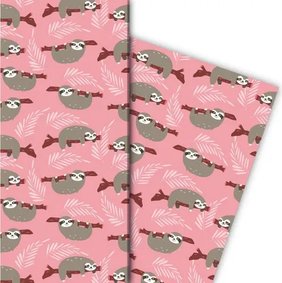 Produktbild von Lustiges Faultier Geschenkpapier nicht nur für Kinder, rosa - G8119, 32 x 48cm