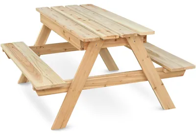 Image de Banc de pique-nique en bois massif avec table pour jardin et terrasse