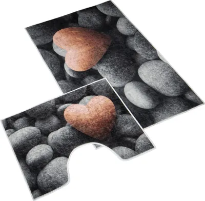 Produktbild von Badematten-Set 3D 60x100+60x50cm Dunkle Steine