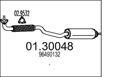 Produktbild von MTS 01.30048 Vorschalldämpfer Schalldämpfer für CHEVROLET NUBIRA Kombi für DAEWOO LACETTI Schrägheck (KLAN)