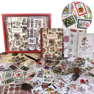 Produktbild von Sticker, Scrapbooking-Zubehör-Set mit Vintage-Aufklebern, Blumenmotiv, DIY-Journaling-Zubehör, Geburtstagsgeschenk für Erwachsene (256 Aufkleber)