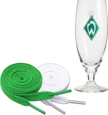 Produktbild von SV Werder Bremen Bierglas Tulpe „Werder" + 2 Paar Fan-Schnürsenkel 1# 19#