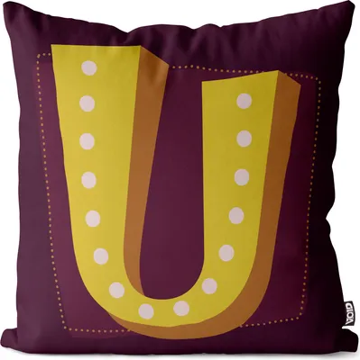Produktbild von VOID U Buchstaben Vintage Initialen Kissenbezug Kissenhülle Sofakissen Kissen Deko Outdoor-Kissen Dekokissen