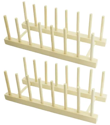 Holz-Tellerhalter 2er-Set, Abtropfgestell 31x13x10 cm