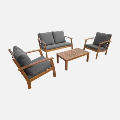 Produktbild von sweeek - Gartenlounge-Set für 4 Personen - Holzfarben