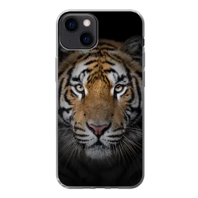 Produktbild von MuchoWow® Handyhülle Schutzhülle Hülle für iPhone 13 Tiger - Wildtiere - Porträt - Schwarz - Tiere Silikon Softcase Handy Hülle - Karteninhaber