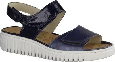Produktbild von Waldläufer H-Willow 955001-206 bequeme Damen Sandale Wechselfußbett Leder - Damenschuhe Sandale bequem / lose Einlage, Blau, leder (pearl crunchlack)&nbsp