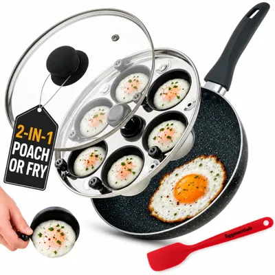 Eierpfanne mit 6 Pochierbechern, 25,5 cm, antihaftbeschichtet