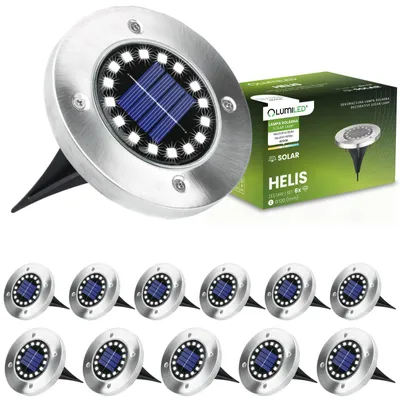 Produktbild von LUMILED Solárne zemné svetlá Vonkajšie 12x solárne svetlo pre záhradu 16 LED diód Solárne vonkajšie svetlo Záhradné svetlo Nerezové solárne lampy Vonkajšie neutrálne biele
