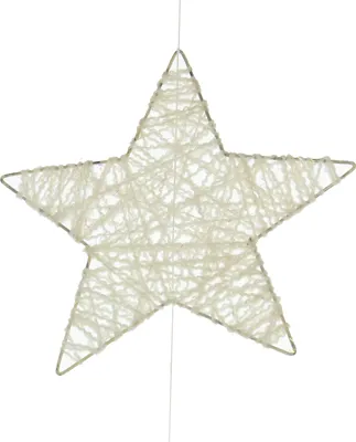 Productafbeelding van Decoratieve kerstslingers met 6 sterren, wit met glitter, 150 cm lang, geschikt voor kerstdecoratie en raamdecoratie