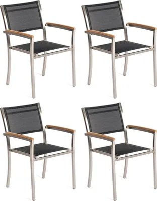 Produktbild von Sonnenpartner Galaxy 4x Stapelstühle Edelstahl mit Textilen Schwarz Stapelstuhl