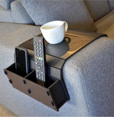 Produktbild von ARKITEKT Armlehnen-Tablett klappbar mit Fernbedienungshalter Holz Schwarz