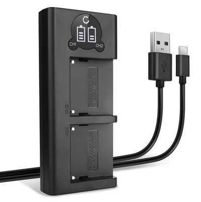 Immagine prodotto di CELLONIC Caricatore Doppio NP-F970 -F550 -F750 -F330 Smart e Veloce compatibile con Caricabatterie Dual BC-VM50 di Ricarica