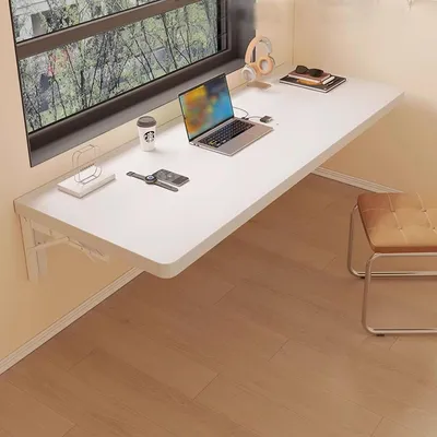 Image de Table pliante multifonction - Bureau mural - Gain de place - Design mural - 60 x 40 cm - Blanc