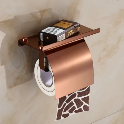 Produktbild von Wandmontierter Toilettenpapierhalter, rostfreier Edelstahl-Toilettenpapierhalter mit Telefonablage für Badezimmer und Küche, Roségold..-