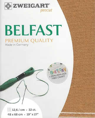 Productafbeelding van Telfstof voor telwerk BELFAST, Zweigart, voorgesneden, 32 ct., kleur 3131, iriserende koperkleur, ambachtelijke linnenstof voor borduurwerk, afmetingen 48x68 cm