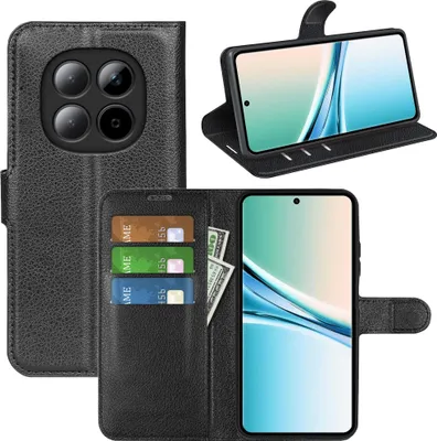 Produktbild von Kunstleder Hülle für Xiaomi Redmi Note 15 5G Flip Kartenfächern & Stand Schwarz