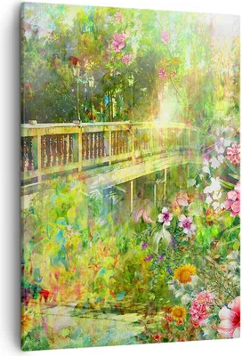 Produktbild von Bild auf Leinwand - Leinwandbild - Einteilig - Brücke Park Blume Frühling - 50x70cm - Wand Bild - Wanddeko - Wandbilder - Leinwanddruck - Wanddekoration - Leinwand bilder - Wandbild - PA50x70-2906