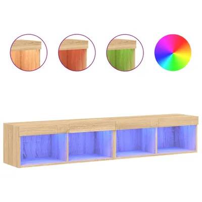 Produktbild von TV-Schränke mit LED-Leuchten 2 Stk. Sonoma-Eiche 80x30x30 cm