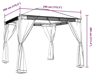 Zdjęcie produktu dla vidaXL Pawilon ze ścianami z siatki antracyt 2,93x2,93 m stal