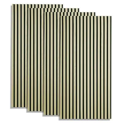 Produktbild von Homestyle4u Wandpaneel 60x120 4er Set Akustikpaneele Holz Hellbraun Creme Wandpaneele Beige Paneele Wohnzimmer Deckenpaneele Wandverkleidung