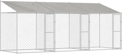 Produktbild von vidaXL Hundekäfig mit Dach Silber 600 x 200 x 256 cm Stahl und PE