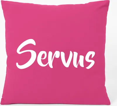 Produktbild von Huuraa Kissen Servus Schriftzug 40x40cm mit Füllung Fuchsia Baumwolle Dekokissen Geschenkidee