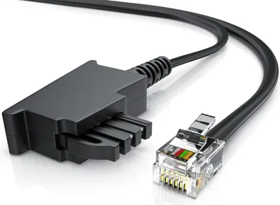Produktbild von CSL - 3m Telefonkabel TAE-F Stecker auf RJ11 Stecker − Int. Norm 6P4C / 4-polig belegt − Flachkabel - TAE-F - schwarz
