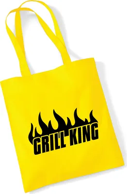 Produktbild von Huuraa Jutebeutel Grill King Flammen 10 Liter Yellow Baumwolle Tasche Geschenkidee