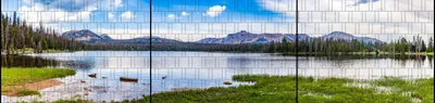 Produktbild von Bedruckter Sichtschutz PANORAMA XXL Bergsee Foto-Motiv 7,5m x 1,8m