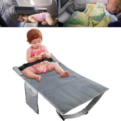Image de Lit de voyage gris pour enfant 43,5 x 78,5 cm avec repose-pieds