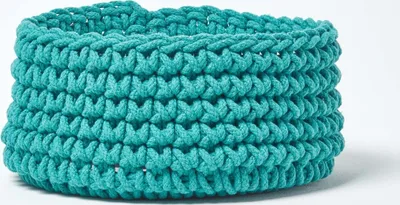 Obrázek produktu pro HOMESCAPES Pletený úložný koš, 100% bavlna benzín 37 x 21 cm