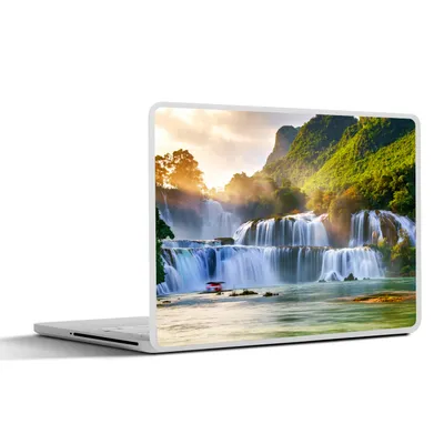 Produktbild von MuchoWow® Laptop Aufkleber Sticker Cover Wasserfall - Pflanzen - Sonne - Wasser - Natur 32.5x23.5 cm - Sticker für Laptop - Selbstklebend