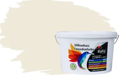 Produktbild von RyFo Colors Silikonharz Fassadenfarbe Lotuseffekt Trend Weißtöne Cremé 10l  - bunte Fassadenfarbe, weitere Weiß Farbtöne und Größen erhältlich, Deckkraft Klasse 1