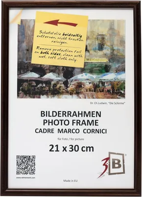 Produktbild von Dunkelbrauner Holzrahmen für A4-Fotos 21x30 cm – Elegant zum Aufhängen