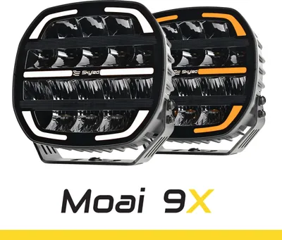 Produktbild von SKYLED MOAI 9X Black LED Fernscheinwerfer Rund 9 Zoll, 162W Combo Beam, 667m Reichweite (Offroad), Positionslicht Weiß/Amber, ECE R149 Ref. 45, Zusatzscheinwerfer 12V 24V LKW SUV