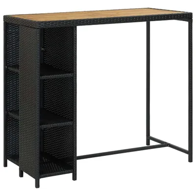 Immagine prodotto di set bar da giardino 5 pezzi con cuscini in poly rattan nero