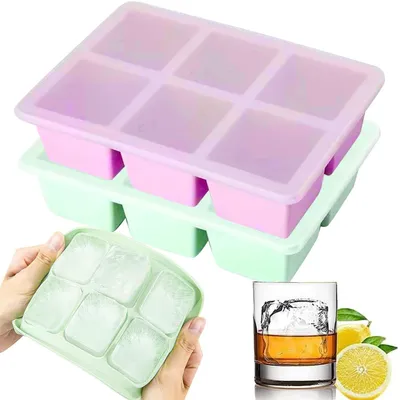 Eiswürfelform aus Silikon, 2 Stück, große Würfel, mit Deckel, BPA-frei