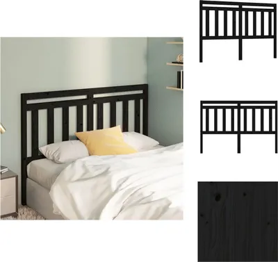 Immagine prodotto di vidaXL Testata nera 146x4x100 cm in legno di pino massiccio - Testate e piedi