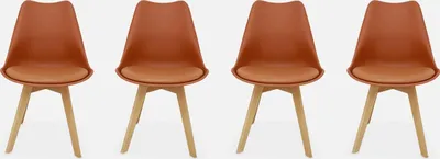 Produktbild von sweeek - 4er-Set skandinavische Stühle mit Holzbeinen  - Terrakotta
